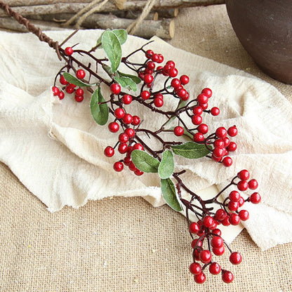 70CM Artificial Red Berries Branch Christmas Tree Ornaments Fake Holly Flowers Bouquet Foam Fruit Plant For Household DIY Decor