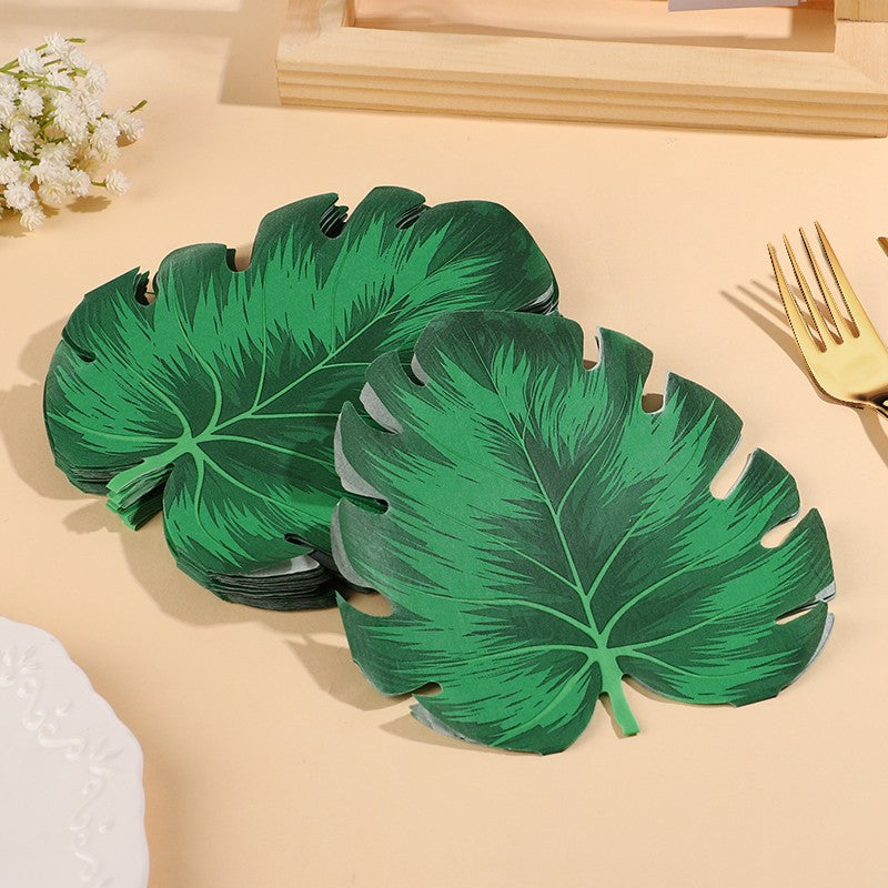 20-100Pcs Bulk Tropical Jungle Leaf Paper Napkin for Hawaiian Summer Beach Birthday Party Table Decoration Wedding Supplies