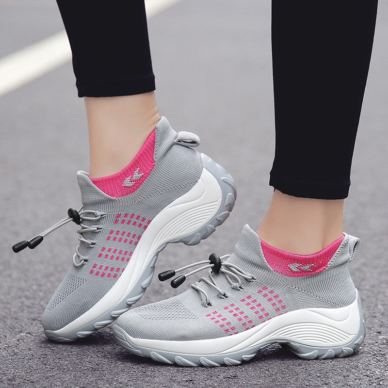 Oiaano Barefoot Womens Walking Shoes GreySock Casual Ladies Fashion Sneakers Comfort Slip On Air Cushion Platform Lightweight