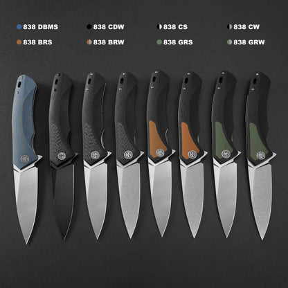Petrified Fish PF838 Folding Knife Jackknife D2 Steel Outdoor Camping Hunting Hiking EDC Tool Ball Bearing G10 Handle Knives