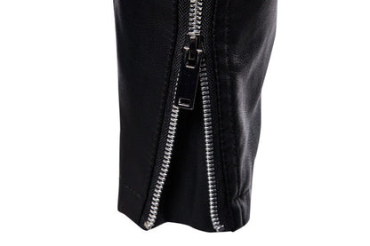 2025 Man Autumn Leather Jacket Stand Collar Long Sleeve Men Bomber Coat Fashion Motorcycle Punk Outdoor Zipper Male Outerwear