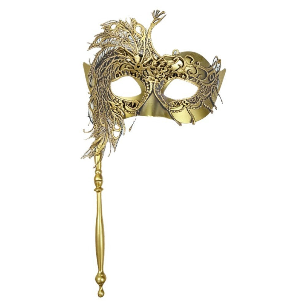 Half-face Handheld Masquerade Masks Masquerade Ball Props Carnival Party Lace Peacock Mask Costume Party Deecor with Stick