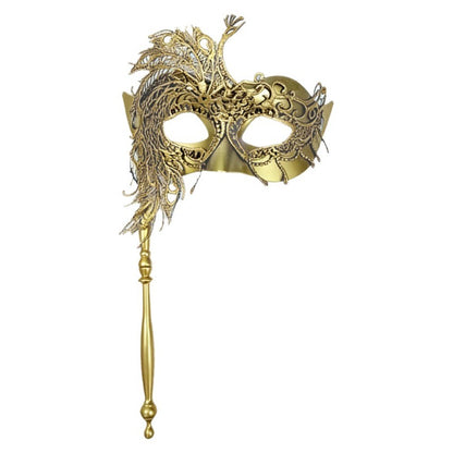 Half-face Handheld Masquerade Masks Masquerade Ball Props Carnival Party Lace Peacock Mask Costume Party Deecor with Stick