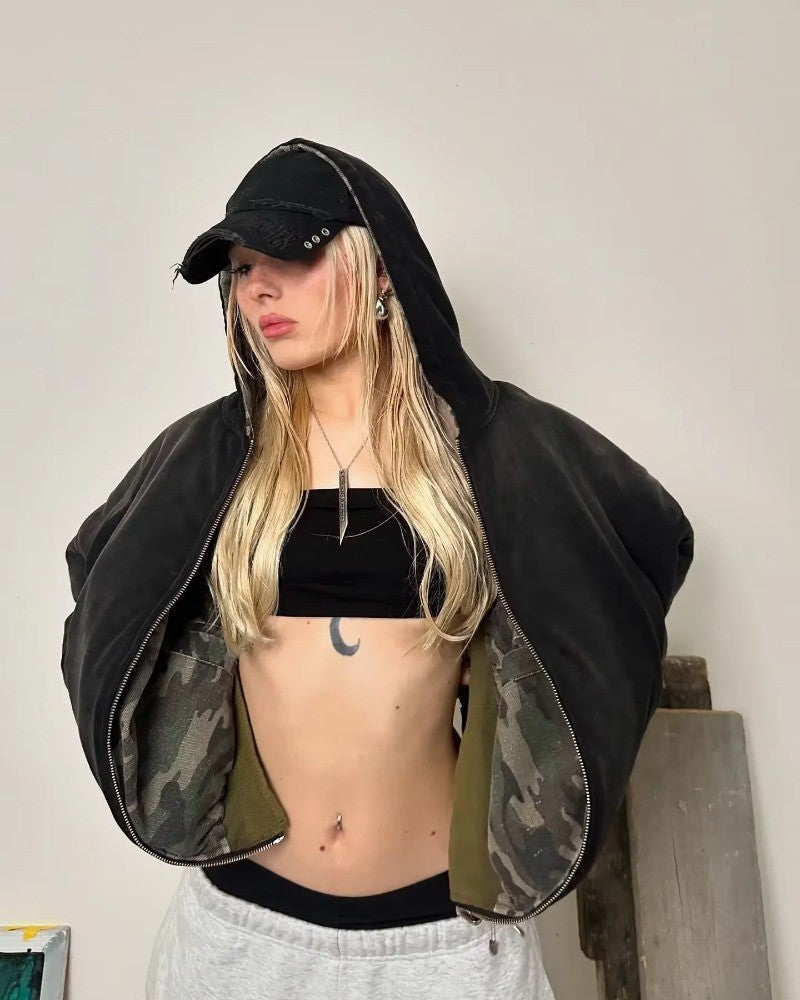 2025 American New Fashion Oversized Camouflage Double-sided Padded Jacket Men Y2K Harajuku Hip Hop Rock Popular Couple Jacket