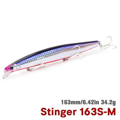 TSURIKNOYA STINGER 163S Isca Artificial Minnow de Fundo para Água Salgada com Lançamento Ultra Longo 163mm 34.2g Iscas Rígidas para Robalo