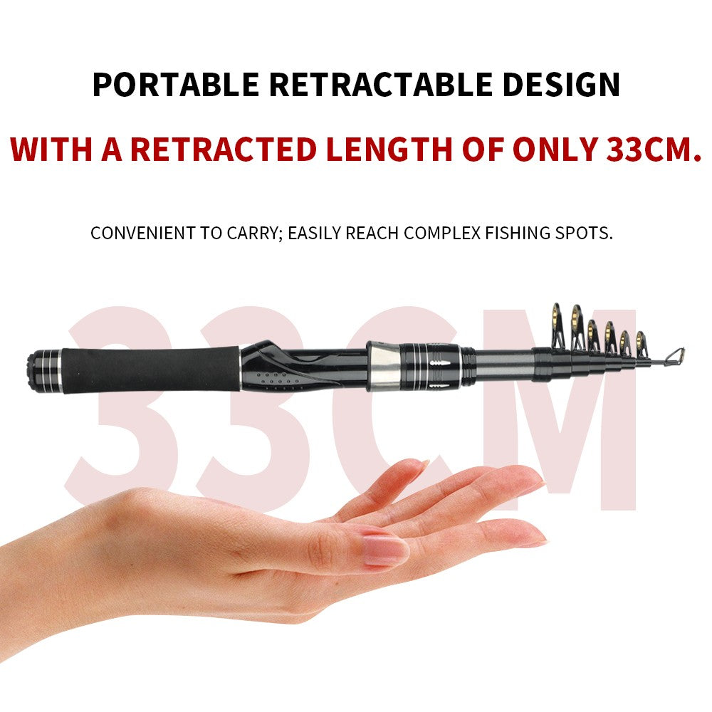Portable Mini Sea Rod 33cm Closed Length Carbon Fiber Spinning Rod Travel Fishing Pole Rock Rod