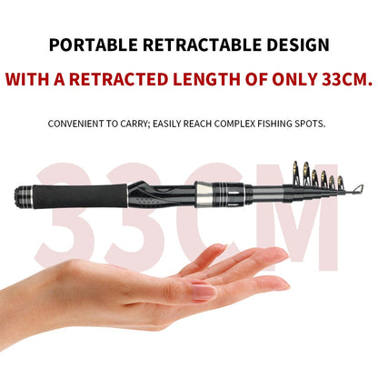Portable Mini Sea Rod 33cm Closed Length Carbon Fiber Spinning Rod Travel Fishing Pole Rock Rod