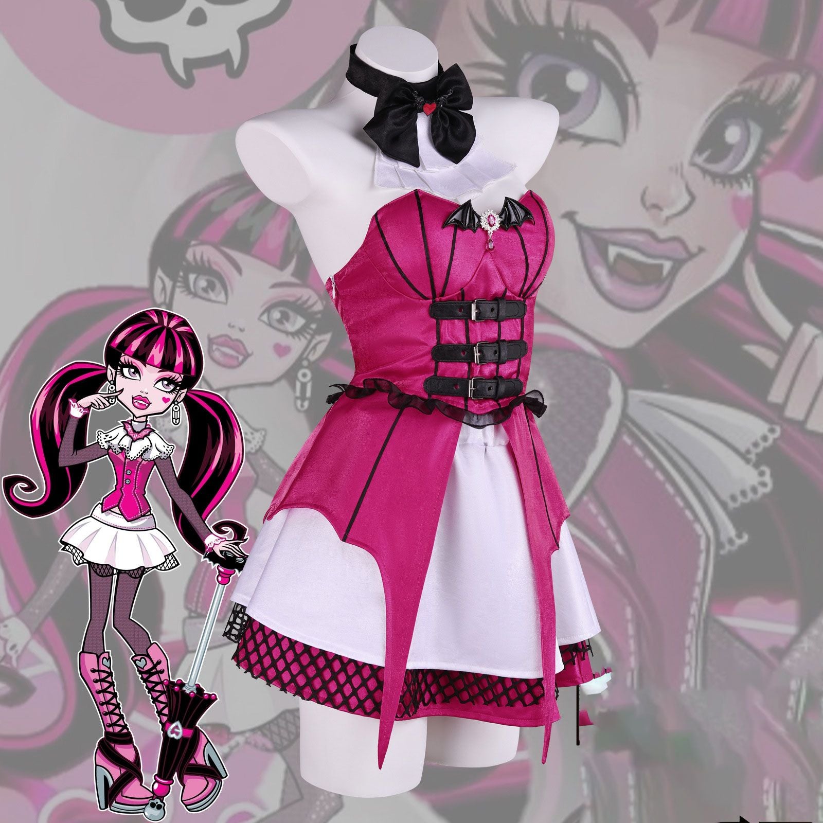Draculaura Cosplay Costumes Anime Monster School Role Play Uniform Halloween Carnival Party Outfit For Women