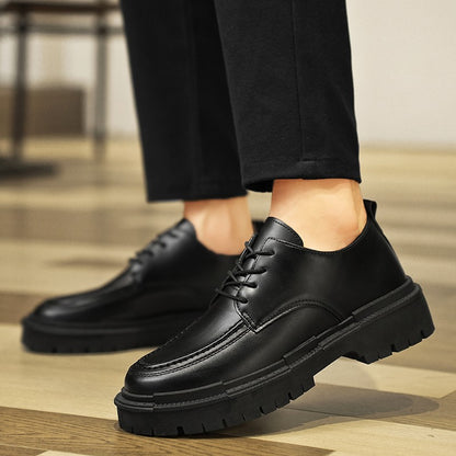 Thick Sole Formal Black Men Leather Shoes Luxury Brand Designer Platform Casual Shoes Wedding Dress Oxfords Shoes Men Work Shoes