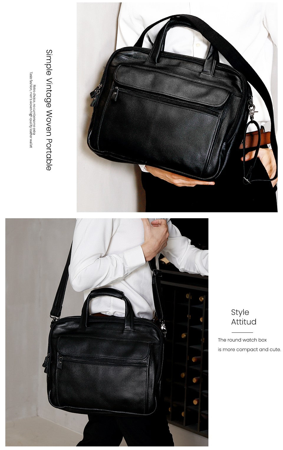 JOYIR Men Briefcases Genuine Leather Handbag 15.6"Laptop Messenger Shoulder Bag for Documents Men's Bag Business Totes 2022