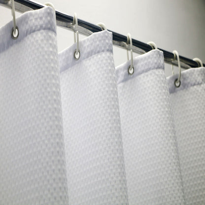 Cortina de Chuveiro de Tecido Minghe, Cortina de Chuveiro de Banheiro de Pano Resistente, Cortina de Chuveiro de Poliéster Waffle 230 gsm