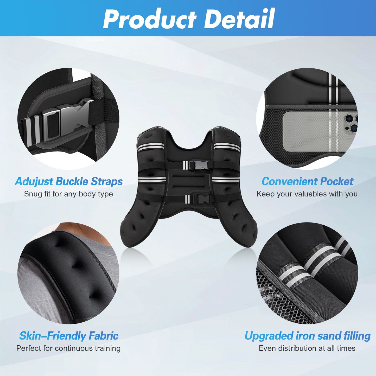 Weighted Vest Fitness 6lb/12lb/18lb/22lb with Reflective Strips Men Women for Workout Strength Training Running Jogging Walking