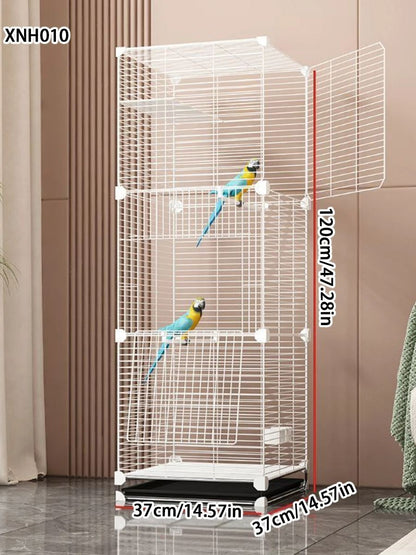 Gaiola para Papagaio Grande Doméstica com Pele de Tigre, Fênix Negra, Peônia, Nova Casa de Luxo, Arame Horizontal, Gaiola Ornamental de Metal Especial