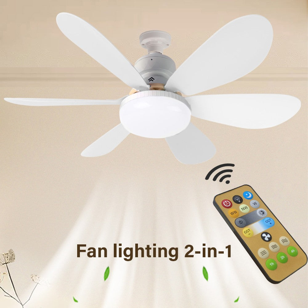 LED 40W ceiling fan light E27 with remote control for dimming, suitable for living room, study, household use, 85-265V bulb