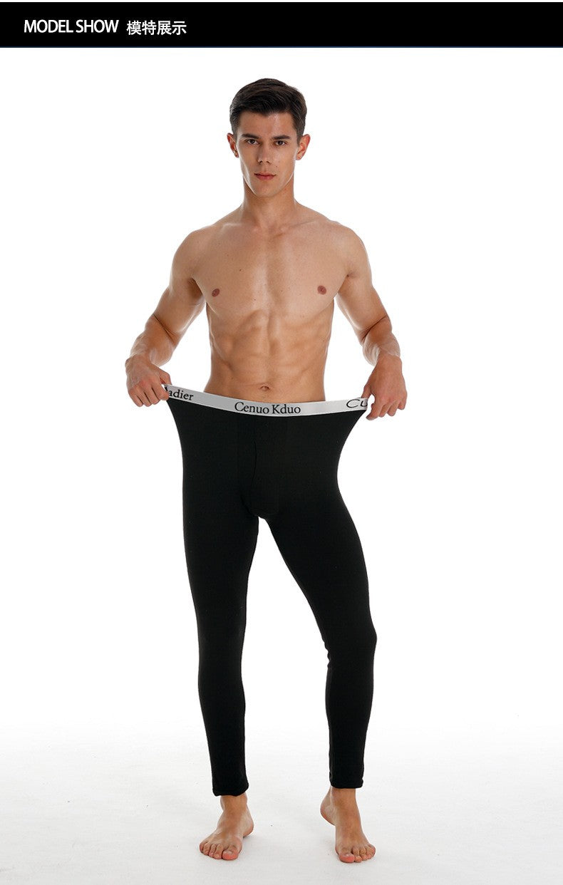 2024 New  Thermal Underwear Men Thin Fleece Leggings Elastic Underpants Solid Color Render Pants Slim Men Clothing Soft