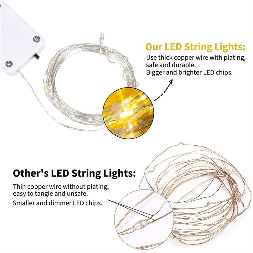 2M 20LED Battery Operated Fairy Lights Mini Copper Wire Firefly String Lights for Indoor Outdoor Wedding