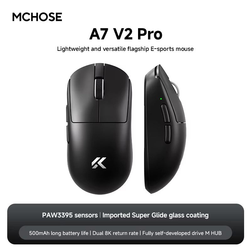 MCHOSE A7 Ultra Mouse Gamer Sem Fio Sensor de Alta Precisão Pixart3950 Design Leve Taxa de Polling de 8000Hz Chip Principal Realtek
