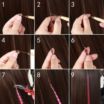 Extensão de Cabelo de Pena AZQUEEN 10 Peças Cabelo Falso I Tip Cabelo Sintético Arco-Íris 16 Polegadas Aplique de Pena para Extensão de Cabelo