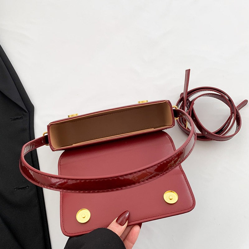 Solid color personalized women's bag Angola red classic style small bag light luxury texture shoulder bag