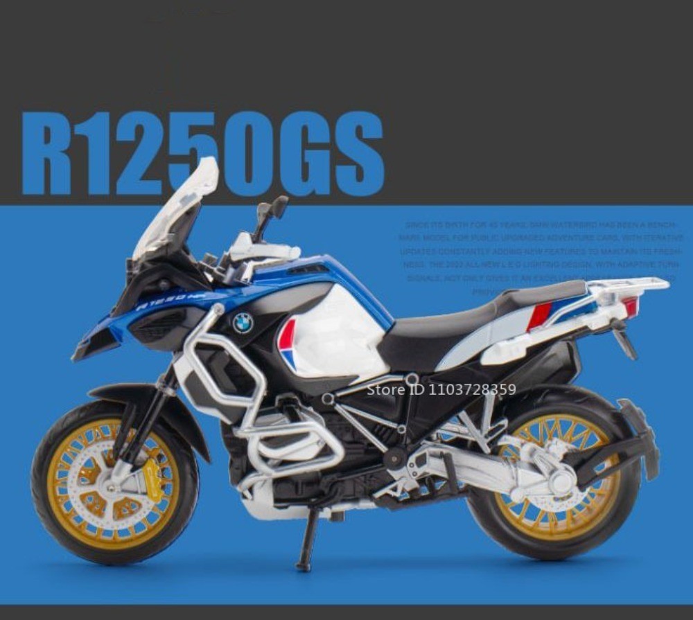 1:12 Suzuki GSX1000R R1250GS Liga Diecast Brinquedos Modelos de Motocicletas Carro com Luz Absorção de Choque Miniatura Moto Meninos Presentes