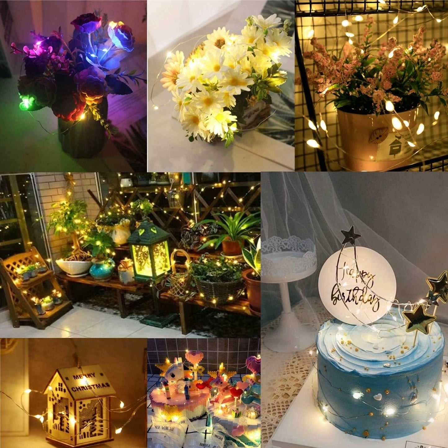 20Packs 2m LED String Lights Warm/Multicolor/Red/Green/Blue/Pink/Purple/White Christmas Atmosphere Firefly Lamp Starry Sky Light