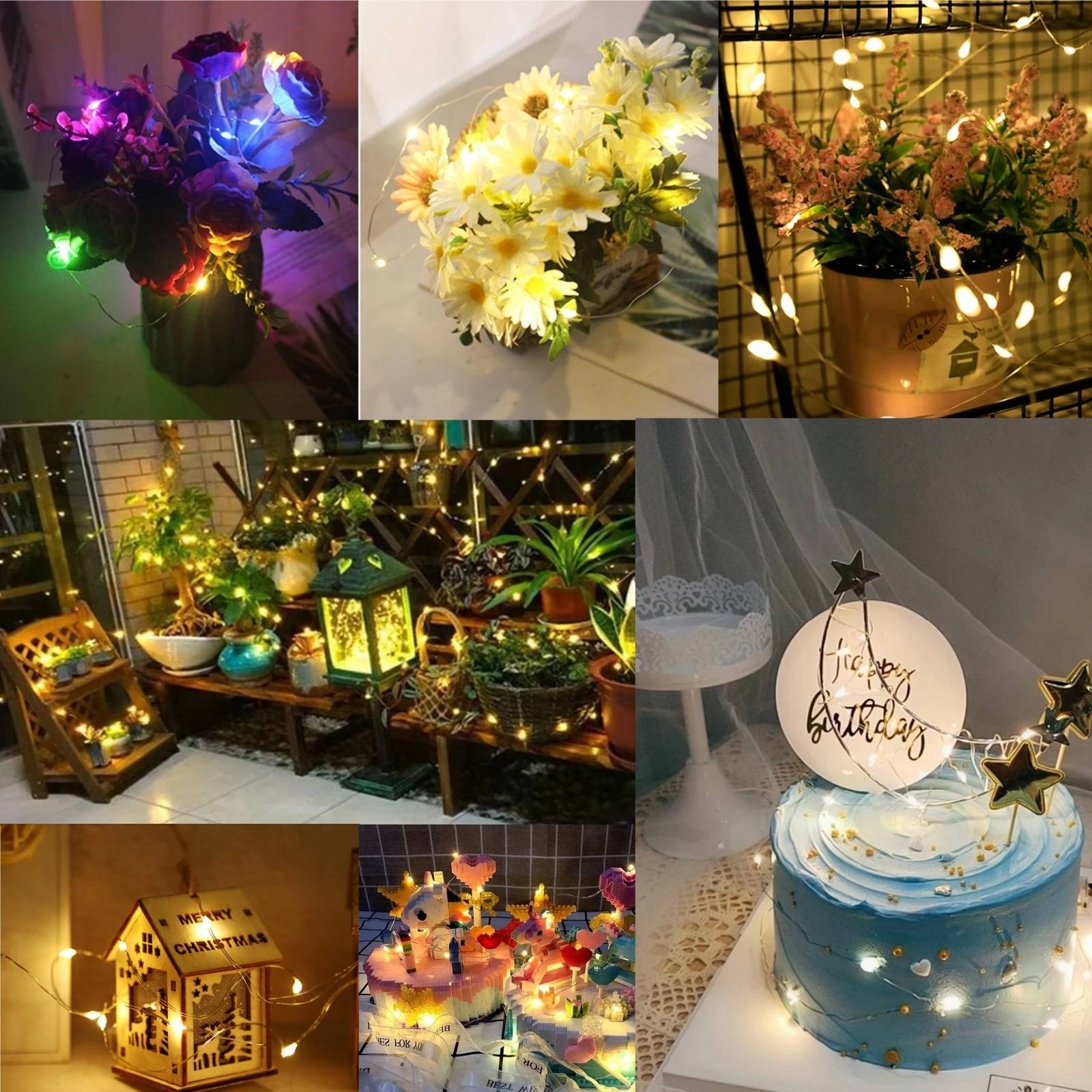 20Packs 2m LED String Lights Warm/Multicolor/Red/Green/Blue/Pink/Purple/White Christmas Atmosphere Firefly Lamp Starry Sky Light