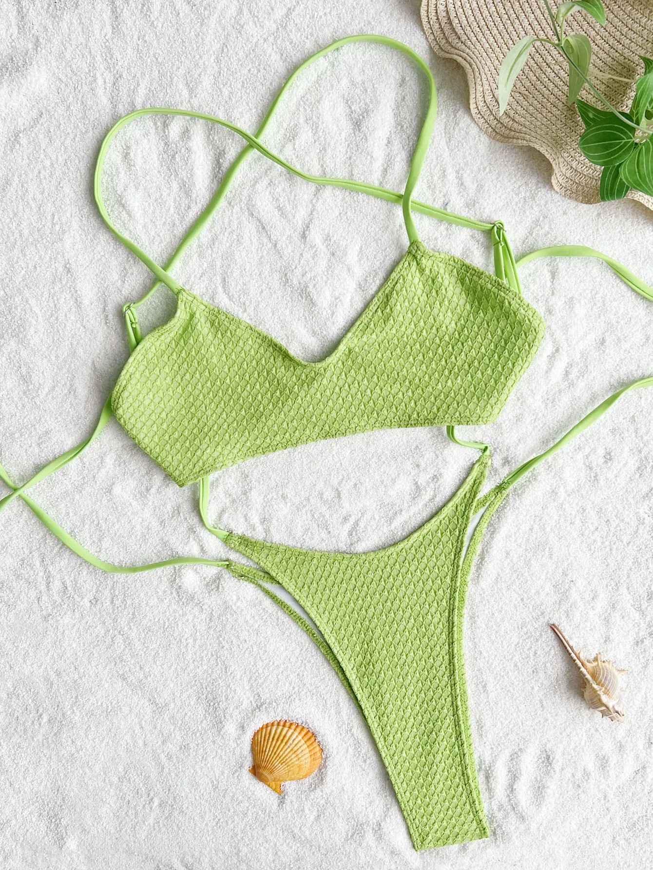 Sexy hollow tie swimsuit One Piece bikinis Swimwear halter high waist backless lace up bathing suit beach outfits bodysuits