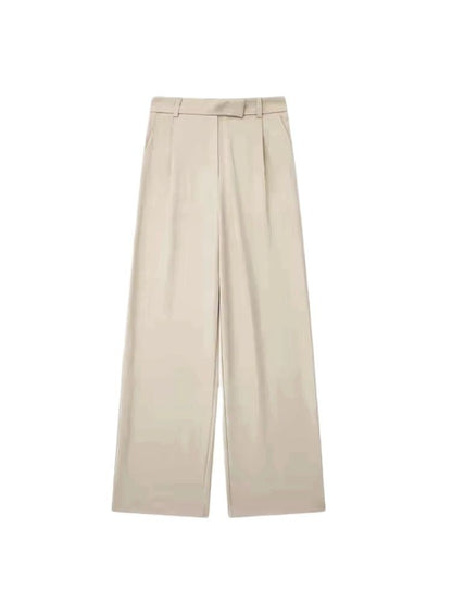 TRZA Women Fashion With Darts Front Pockets Wide Leg Pants Vintage High Waist Zi