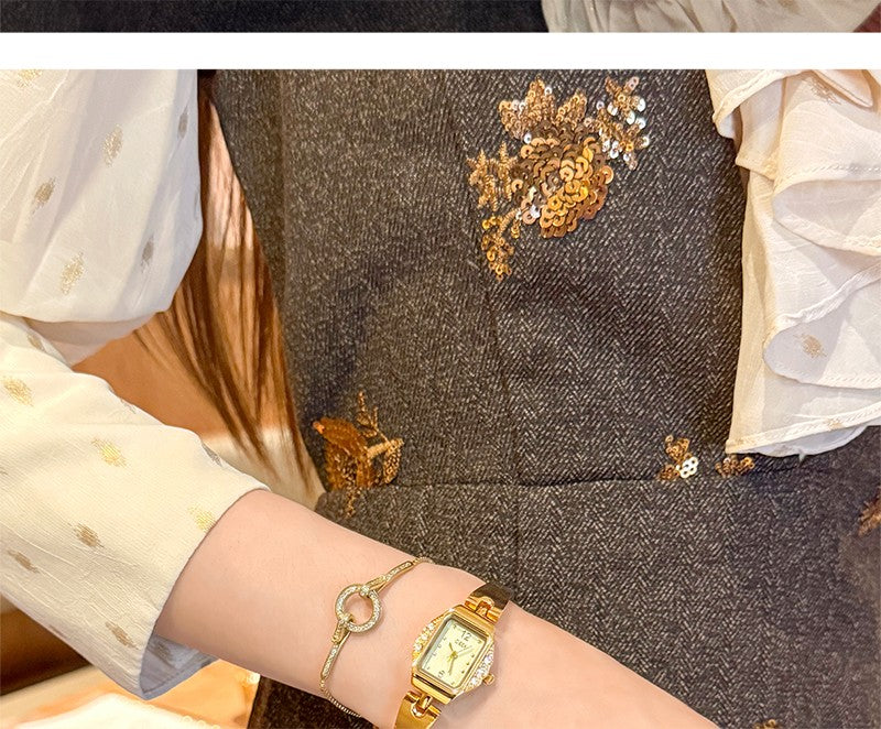 GEDI Square Watch Woman Gold Silver Small Dial Fashion Quartz Women's Wristwatches Ladies Luxury Vintage Bracelet Watch Gifts