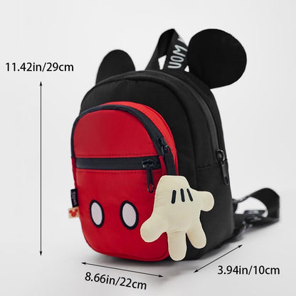 Mochila Mickey de Três Camadas Disney Escola Leve Linda Mochila Infantil Com Um Pingente
