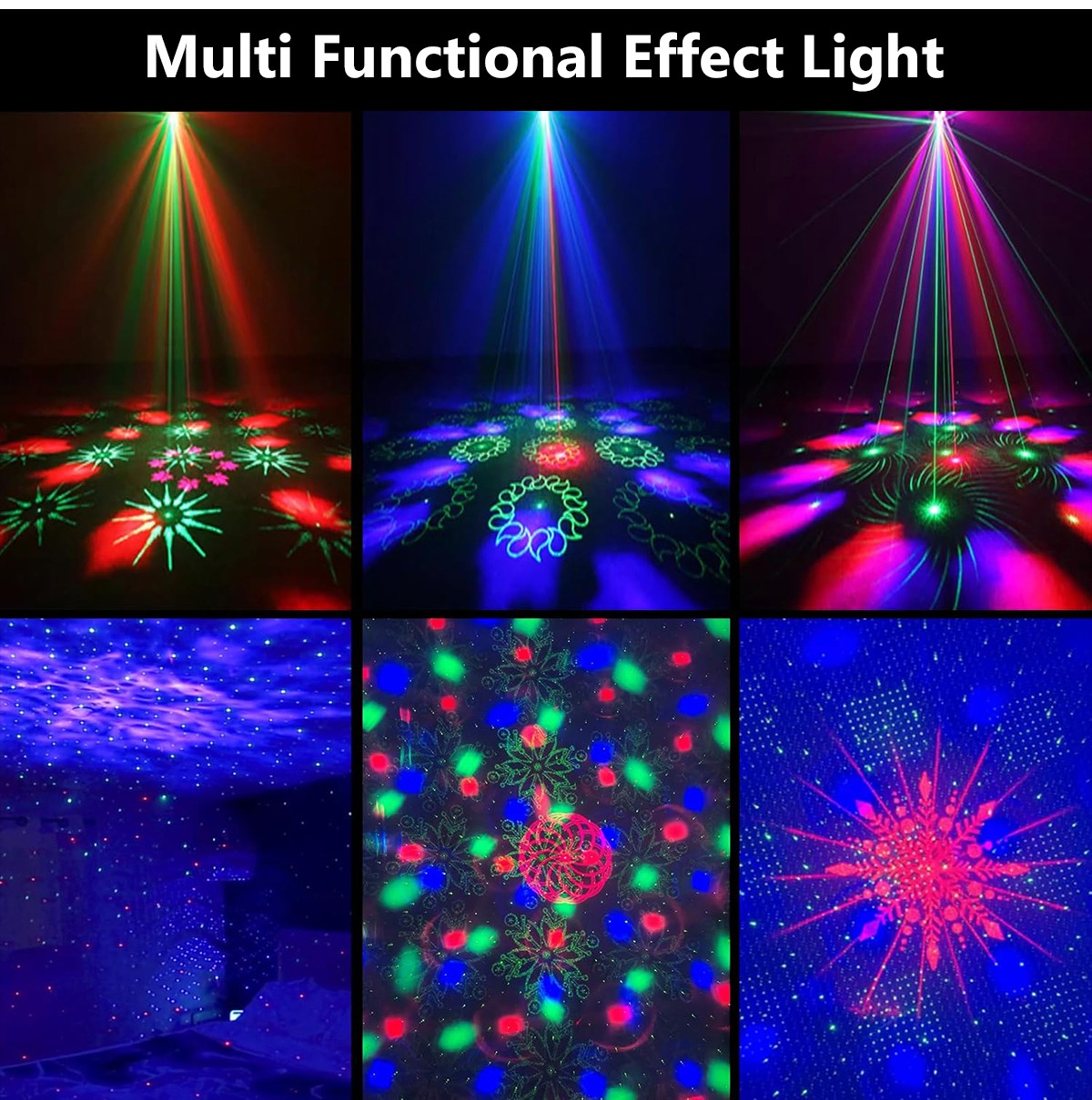 Party Disco Ball Dj Disco Light Strobe Dance Sound Activated with Remote Control Stage Rave Light Ocean Star Projector for Club