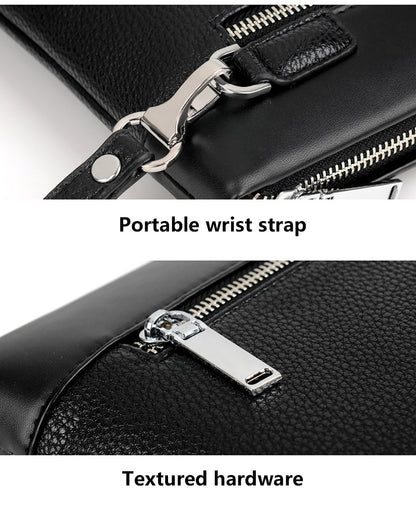 High Quality Soft Leather Men Bags Fashion Business Clutch Bag Casual Travel handbag Phone Purse Designer for Male Birthday Gift