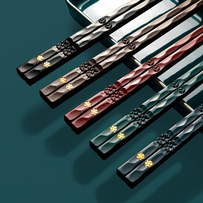 5 Pares de Hashis Japoneses Chineses para Comer Sushi Reutilizáveis de Metal Coreano Conjunto de Talheres Saudáveis