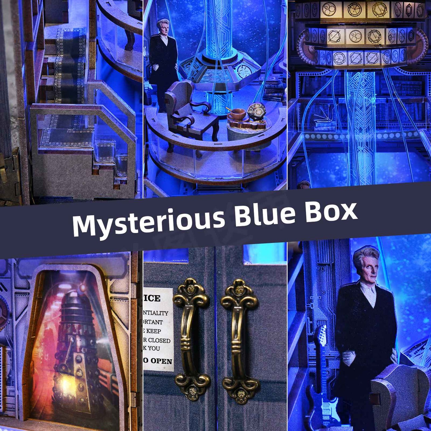 Kit Faça Você Mesmo "Cantinho do Livro" Livraria Cabine Telefônica Misteriosa, Casa de Bonecas de Madeira com Luz, Estante de Livros em Miniatura, Quebra-Cabeça 3D, Decoração para Presente