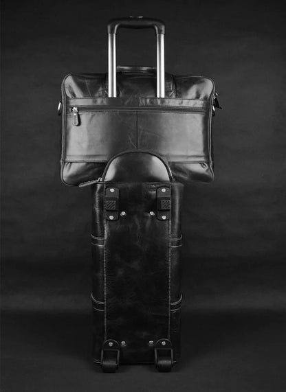 High Quality Genuine Leather Men Briefcase Business bag Crazy Horse Leather Large 17"inch Laptop Bag male Portfolio Office Case