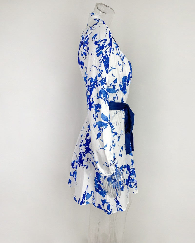 Autumn Winter  Womens Dresses V-neck Wrap Up Dress for Women Woman Clothing Korean Version long sleeve Loose Elegant dress Skirt