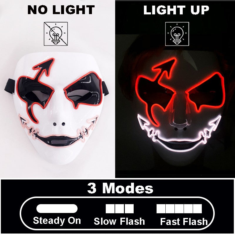 Shuffle Dance Mask Luminous Purge Mask Devil Glowing Masquerade Cosplay Mask for Halloween Horror Haunted House Props