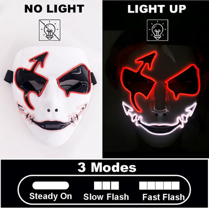 Shuffle Dance Mask Luminous Purge Mask Devil Glowing Masquerade Cosplay Mask for Halloween Horror Haunted House Props