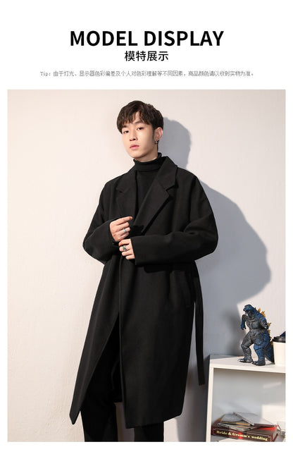 Men's Winter luxury Cardigans Trench Male Black Wool Overcoat Coat Black Long Padding Coat Men's Clothes Jac Windbreaker For Men