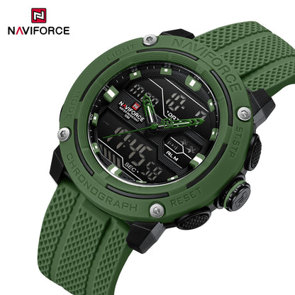 NAVIFORCE Sport Watch for Men Waterproof Dual Display Quartz Wristwatch Mens Digital Date Clock Military Stopwatch Reloj Hombre