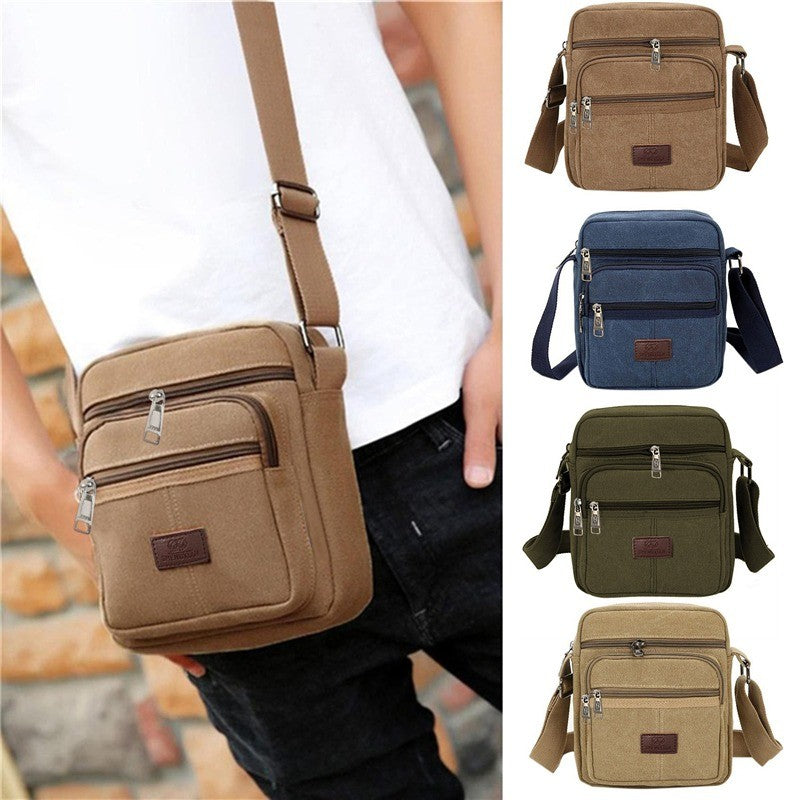 Multifunctional Men's Shoulder Bag Flap Solid Color Casual Messenger Canvas Travel Male Crossbody Bags