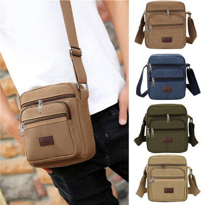 Multifunctional Men's Shoulder Bag Flap Solid Color Casual Messenger Canvas Travel Male Crossbody Bags