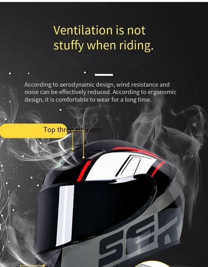 Capacete de Motocicleta Fechado com Bluetooth – Anti-Embaçante, Cobertura Total, Unissex (Homens e Mulheres)