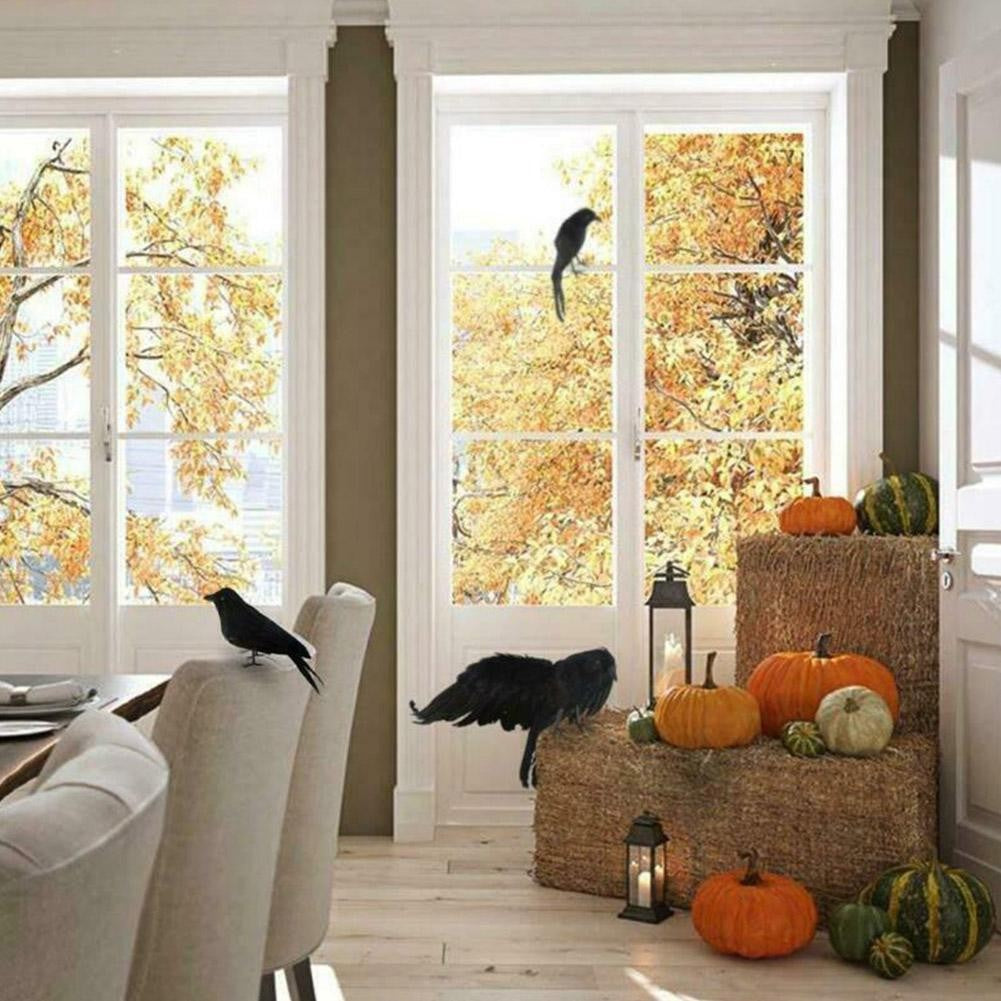 Simulação de Corvo Preto de Halloween Corvo Preto de Halloween Adereços de Corvo Simulação Pássaro Falso Festival Fantasma Decoração de Halloween Brinquedos Assustadores