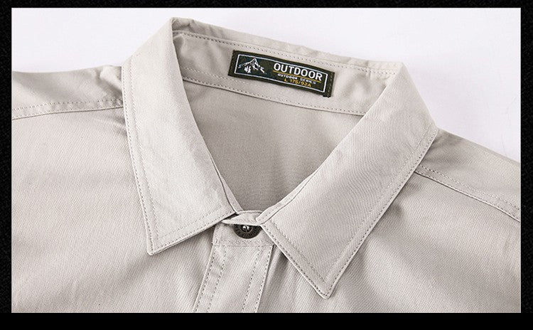 Spring Autumn Fashion Men's 100% Cotton Long-Sleeved Solid Color Premium Casual Shirt Multi Pockets 6XL Large Size Cargo Jackets