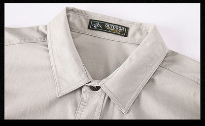 Spring Autumn Fashion Men's 100% Cotton Long-Sleeved Solid Color Premium Casual Shirt Multi Pockets 6XL Large Size Cargo Jackets