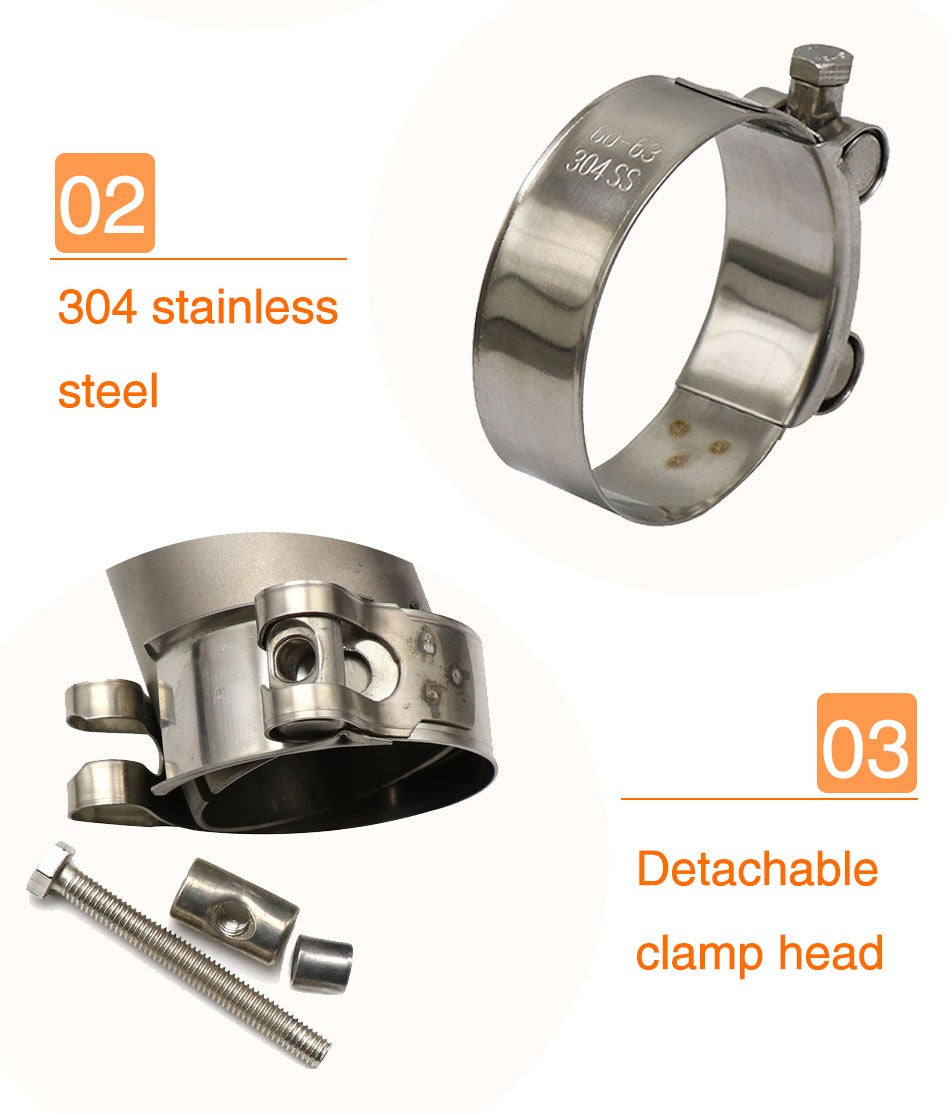 ZSDTRP 26-63mm Stainless Steel Motorcycle Exhaust Clamp Clip For Slip-on Motorcycle Muffler Clamp Kit