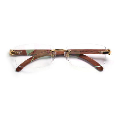High Quality Original Wood Rimless Eyeglasses Frame for Men Vintage Rectangle Diopter Glasses Flexible Big Head Eyewearing