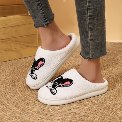 Platform Fluffy Slippers Women House Plush Cartoon Dog Designer Winter Shoes Girls Flats Home Fashion Casual Footwear Large Size