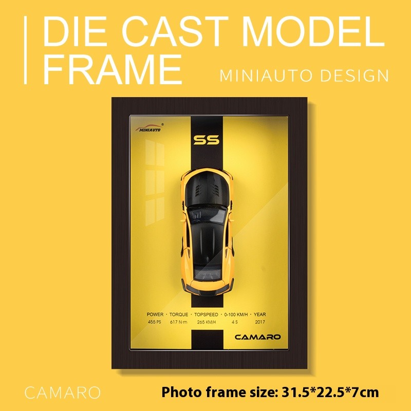 1/32 Versão Porta-retrato Liga de Metal Modelo de Carro Esportivo Simulação Carro de Corrida 3D Pintura de Parede Coleção Presentes Infantis Decoração